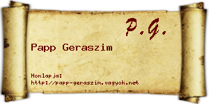 Papp Geraszim névjegykártya